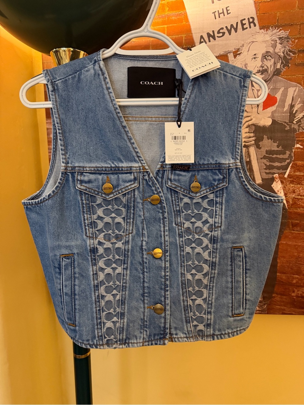 Coach Denim Vest In Organic Cotton Blue Medium